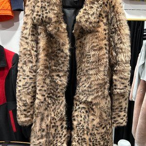 DKNY Lamb Skin Shearling Animal Print Coat